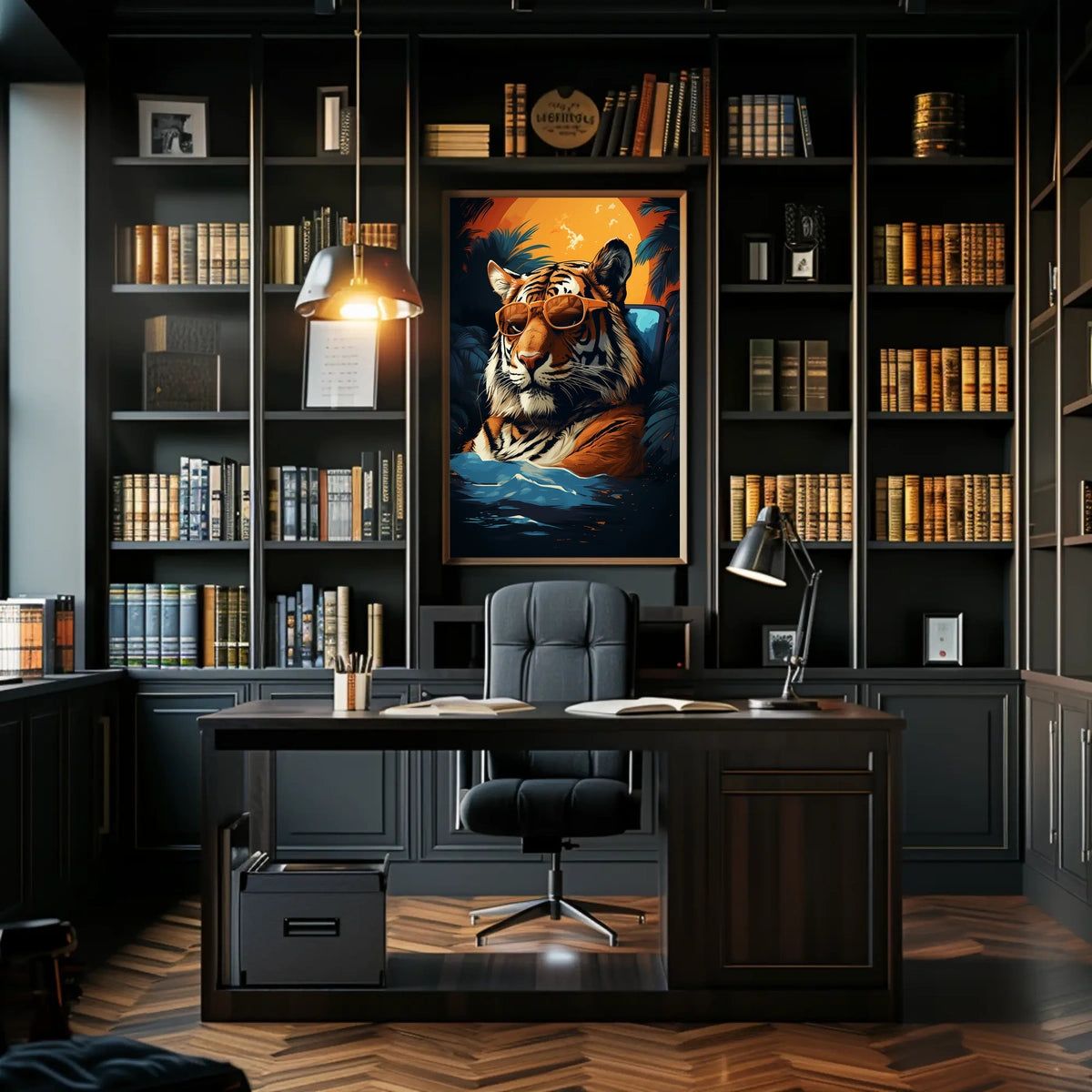 Tiger in Tropical Paradise Wall Art - Animal Poster