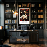 Swan and Floral Elegance, Arts and Crafts Poster