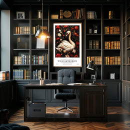 Swan and Floral Elegance, Arts and Crafts Poster