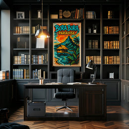 Tropical Bora Bora Vintage Travel Poster PosterGoat