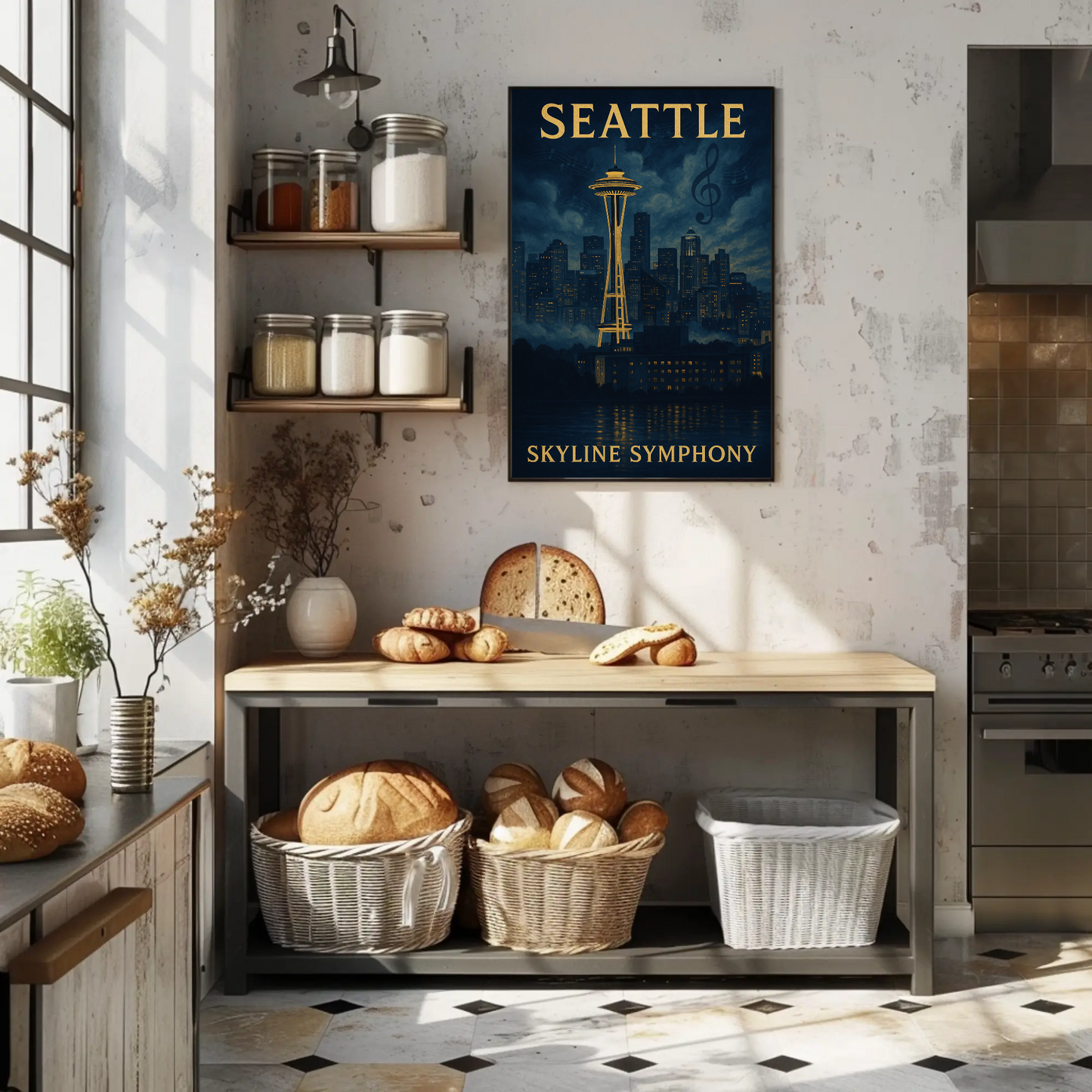 Seattle Skyline Symphony Travel Poster