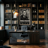 Ronald Reagan 40th President of the United States B & W Comic Sketch Poster