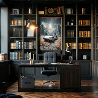 Classic Supercar in a Surreal Landscape Poster PosterGoat
