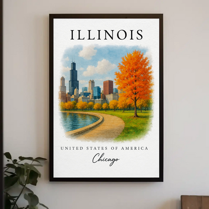 Illinois, Chicago Signature Series Vintage Travel Poster