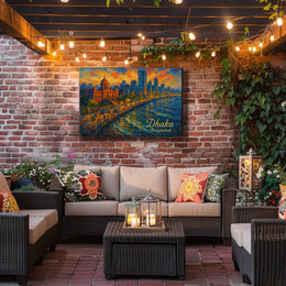 Dhaka Skyline Sunset Photography Realism Urban Poster