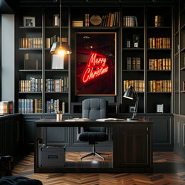 Merry Christmas Neon Glow Poster