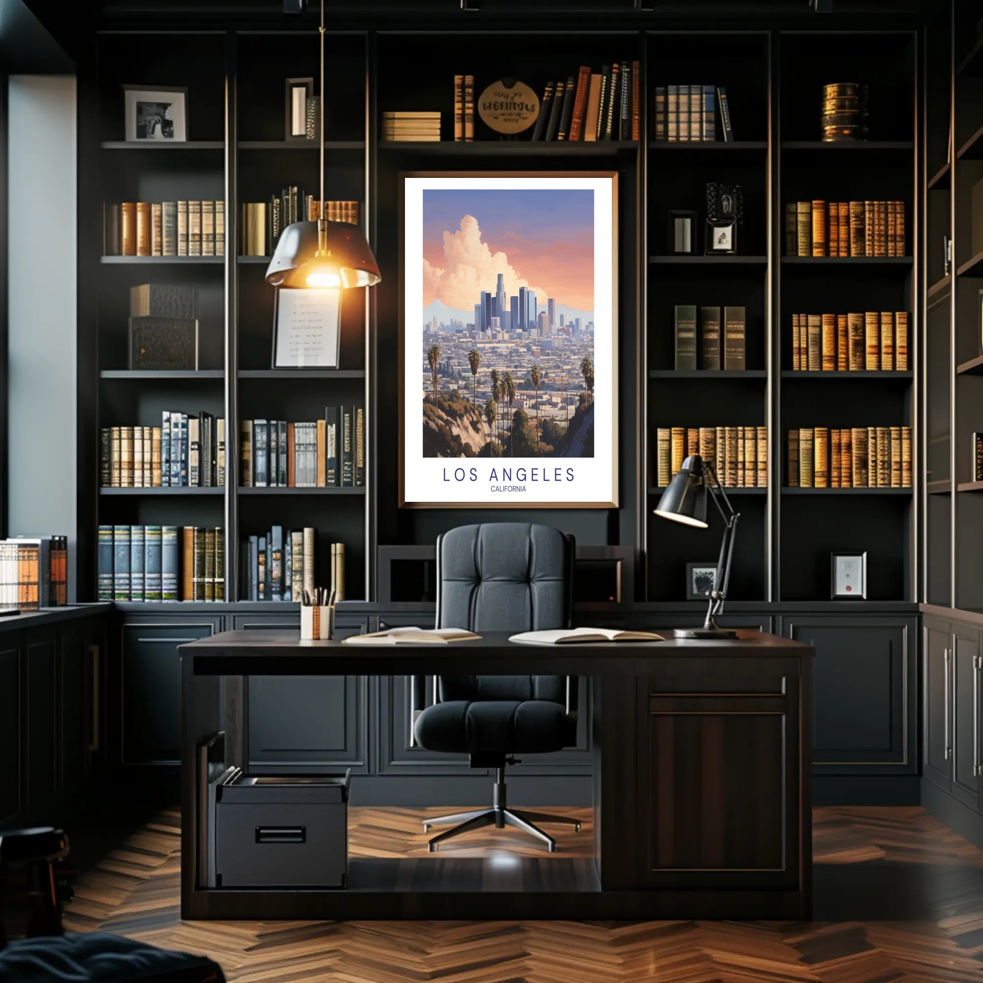 Los Angeles Skyline Serene Illustration Urban or Cityscape Poster PosterGoat