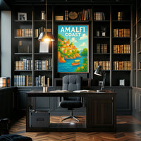 Amalfi Coast Poster Wall Art for Coastal Home Decor