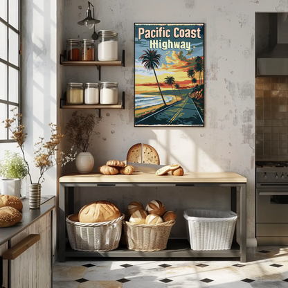 Pacific Coast Highway Sunset Scenic Ocean Drive Travel Poster