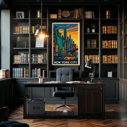 New York City Poster Vintage Travel Cityscape Wall Art
