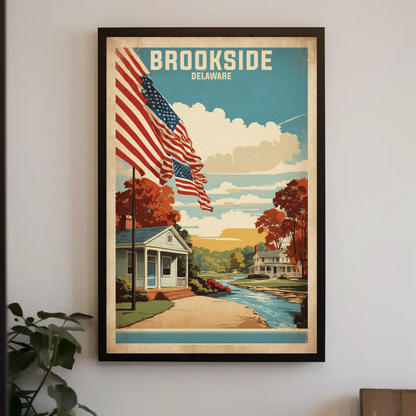 Brookside Delaware American Scene Art Vintage Travel Poster