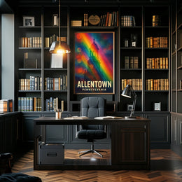 Allentown Clock Tower Vibrant Modern Art Urban Cityscape Rainbow Gradient Poster