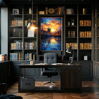 Dreamy Sunrise Gothic Cityscape Travel Poster