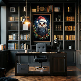 Whimsical Festive Owl Christmas Fantasy or Mythology Poster