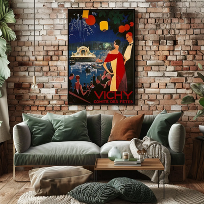 Vichy France - Comté des Fêtes Vintage Travel Poster