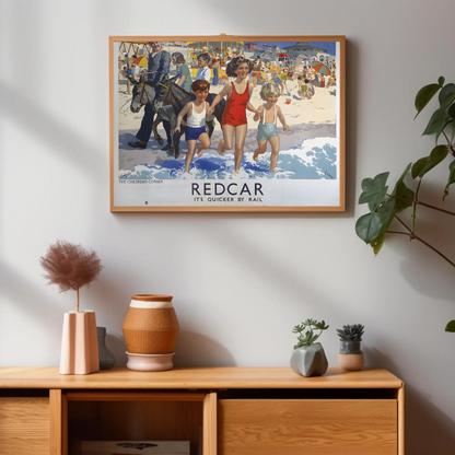 Redcar - It's Quicker by Rail Poster