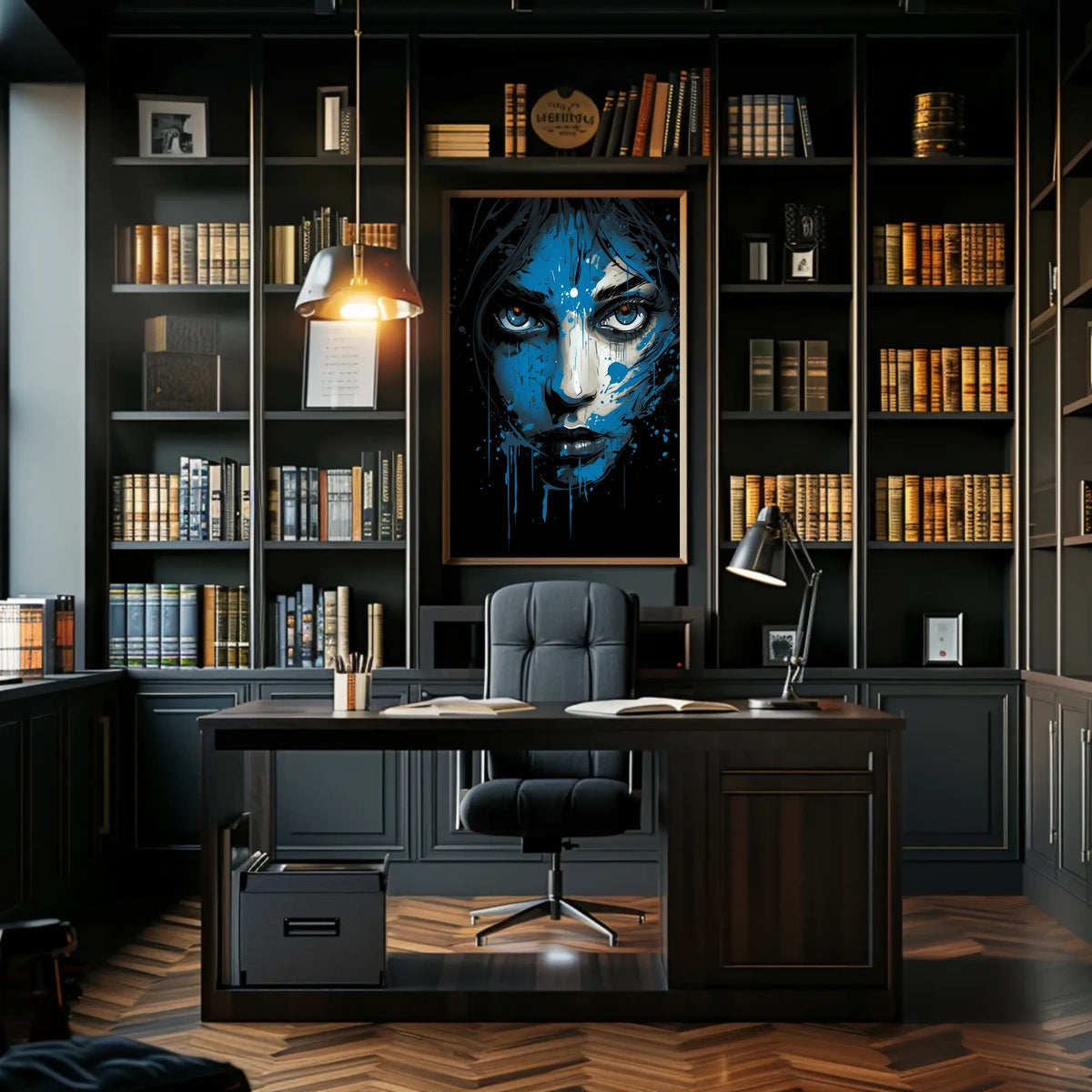 Intense Blue Gaze Abstract Portrait Art Poster