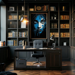 Intense Blue Gaze Abstract Portrait Art Poster