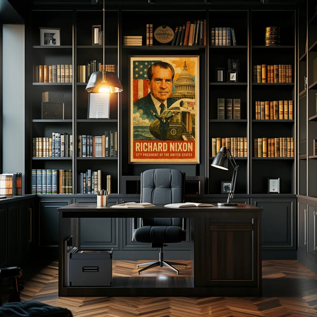 Richard Nixon 37th President of the United States Layered Digital Collage Poster