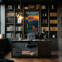 Los Angeles Sunset Vintage Art Poster Print