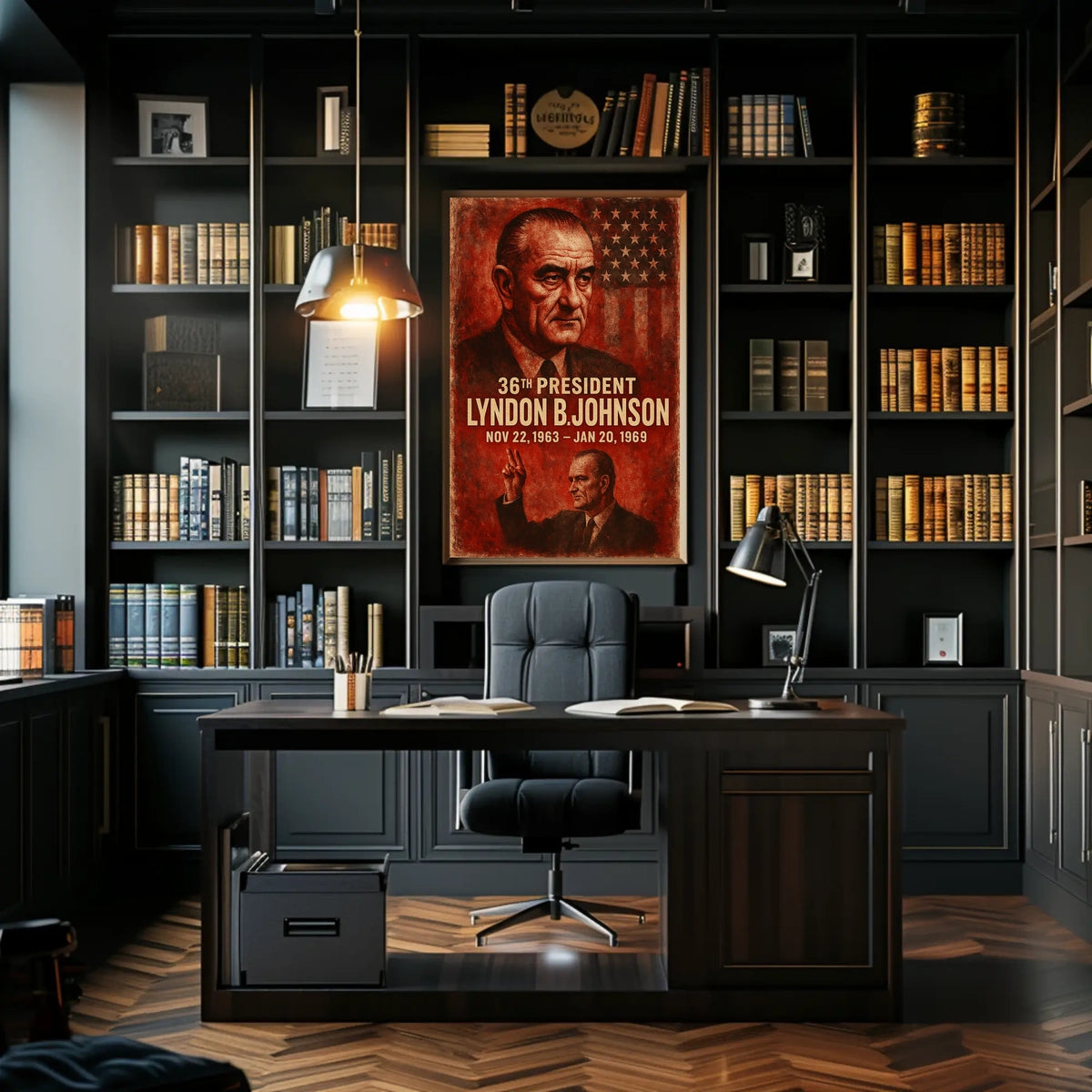 Lyndon B. Johnson Vintage Portrait Historical Poster