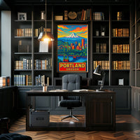 Portland, Oregon Vibrant Cityscape Poster