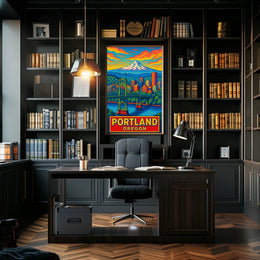 Portland, Oregon Vibrant Cityscape Poster