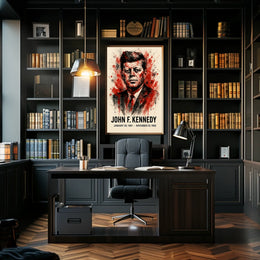 Iconic JFK Tribute Vintage Presidency Portrait Patriotic Realism Wall Art Poster