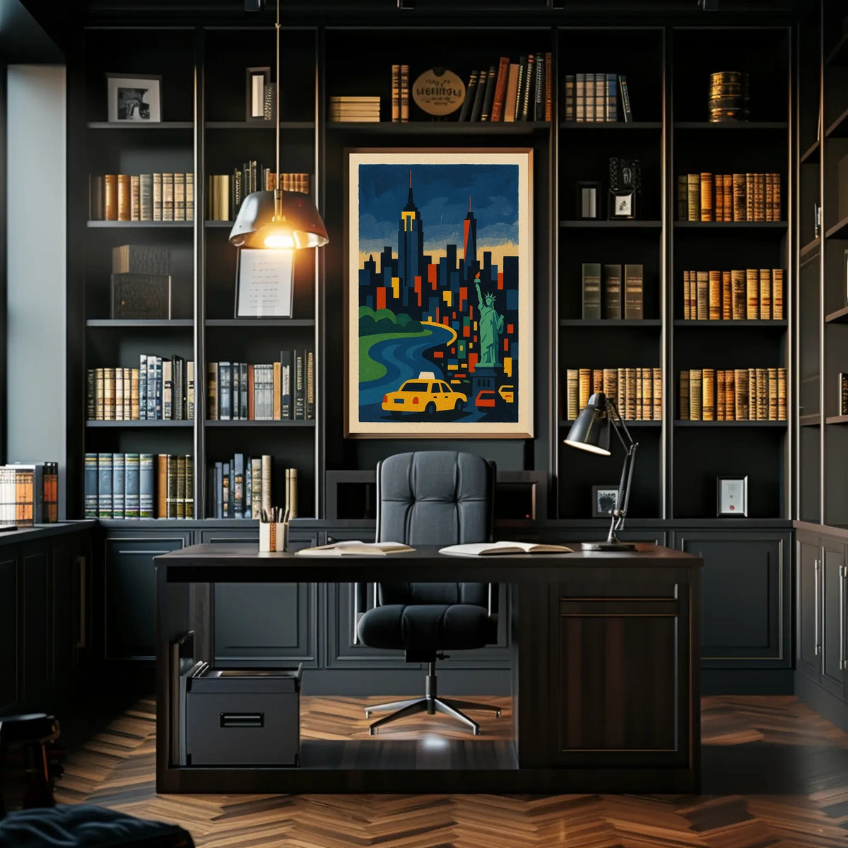 New York City Skyline Poster Modern Urban Vibrant Wall Art