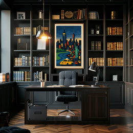 New York City Skyline Poster Modern Urban Vibrant Wall Art
