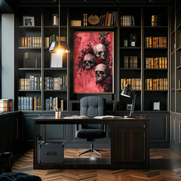 Gothic Skull and Rose Art Print - Artistic Poster