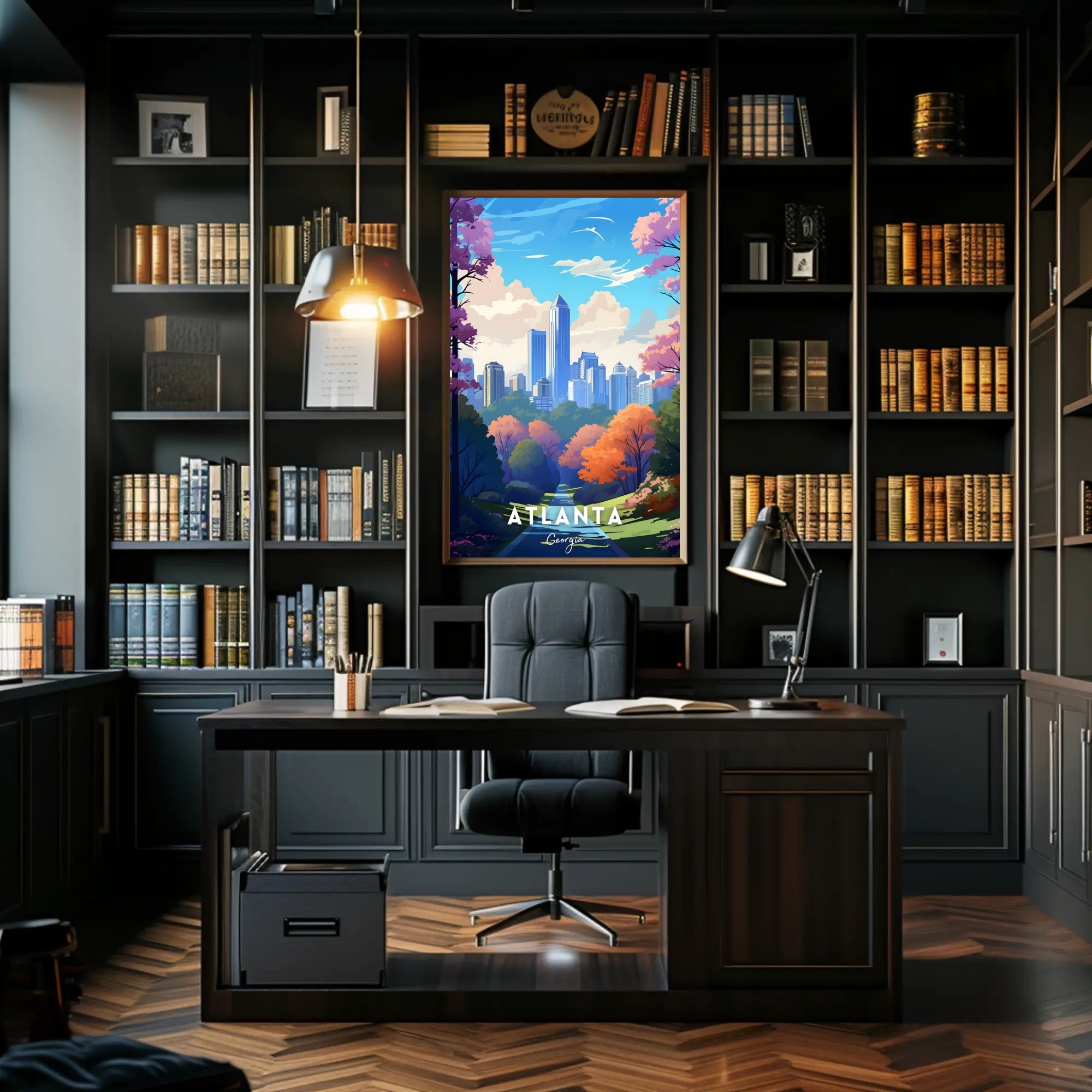 Vibrant Atlanta Cityscape with Urban Park Vibes Poster