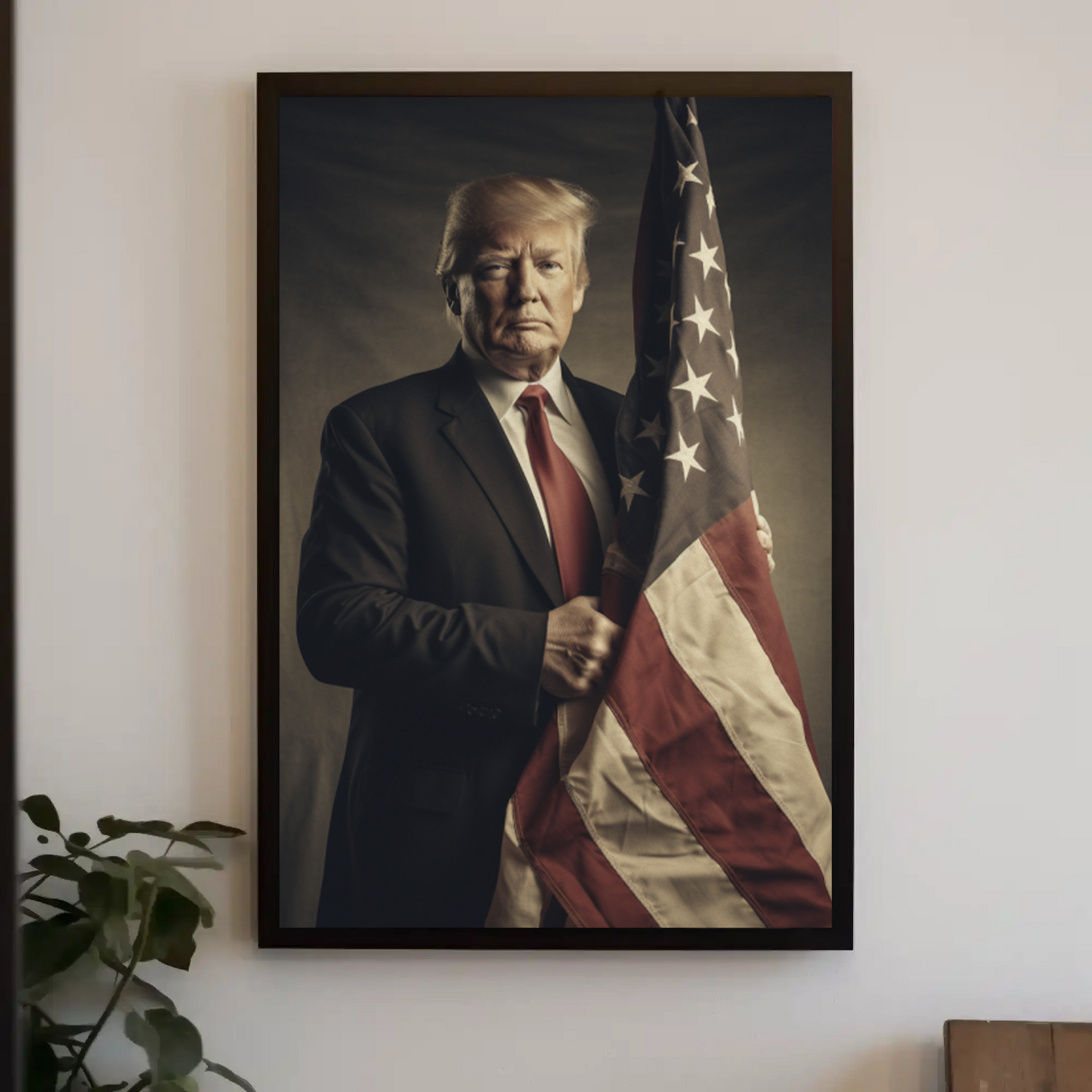 Vintage President Trump 2025 Poster American Flag Portrait
