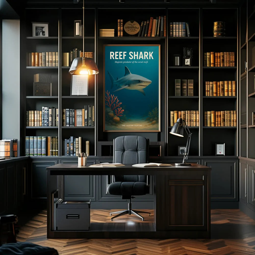 Majestic Reef Shark Photorealistic Animal Poster PosterGoat