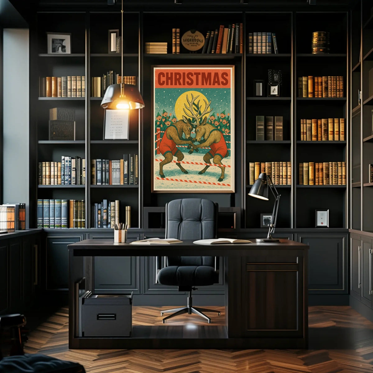 Christmas Wrestling Reindeer Poster