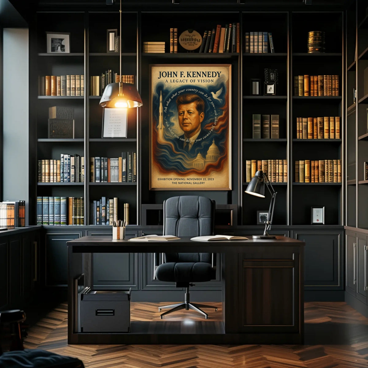John F. Kennedy Visionary Leadership Vintage Poster