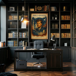 John F. Kennedy Visionary Leadership Vintage Poster