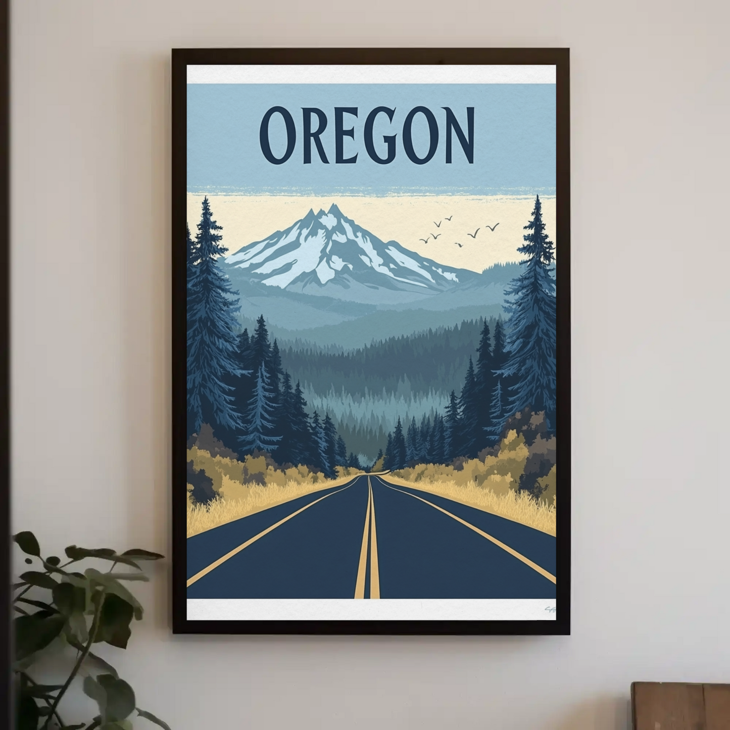Oregon Road to the Mountains Vintage Travel Poster