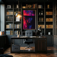 Dramatic Abstract Portrait Poster in Vibrant Colors