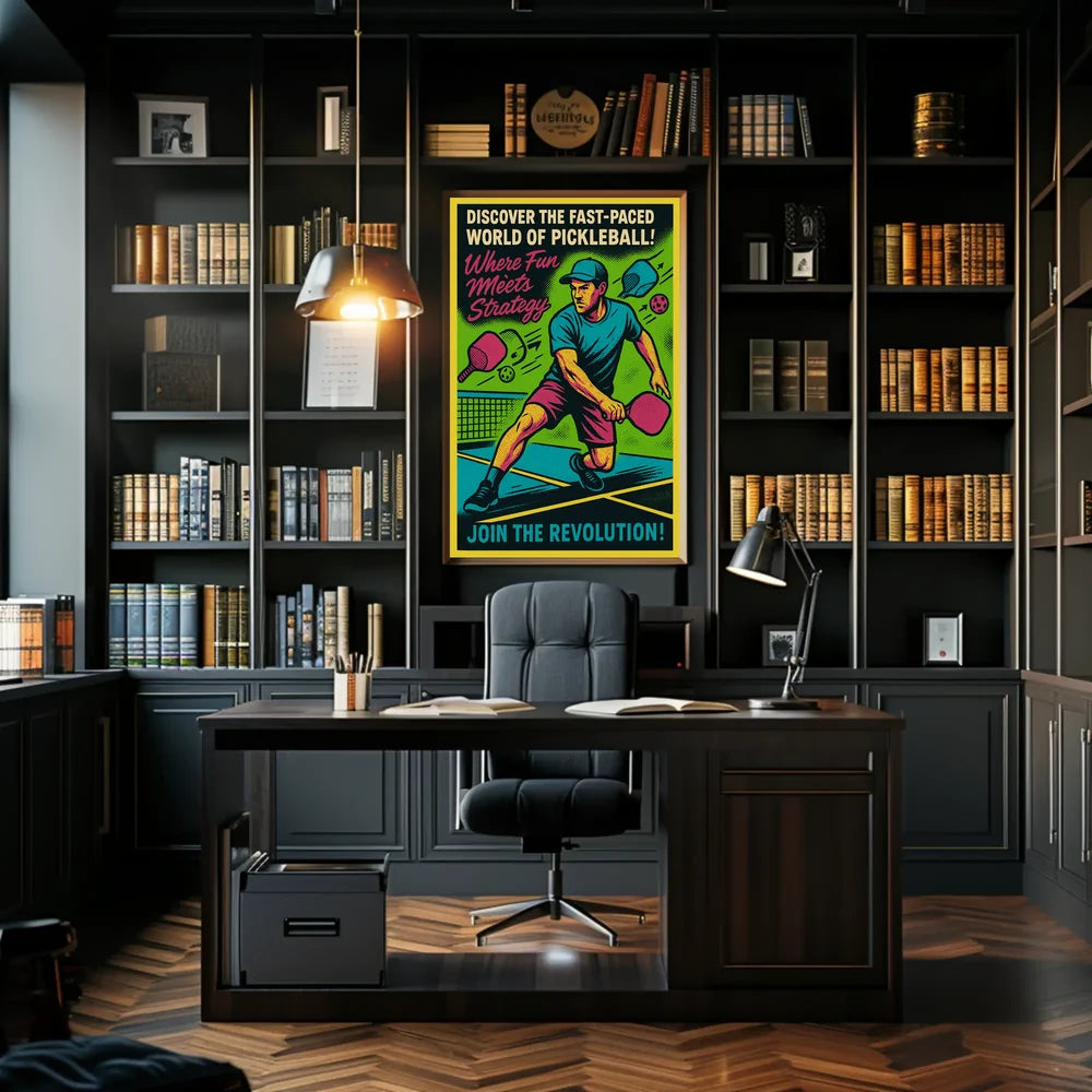 Pickleball Revolution: Vibrant Retro Sports Poster PosterGoat