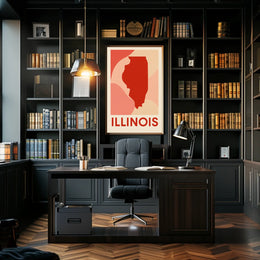 Illinois State Silhouette Poster