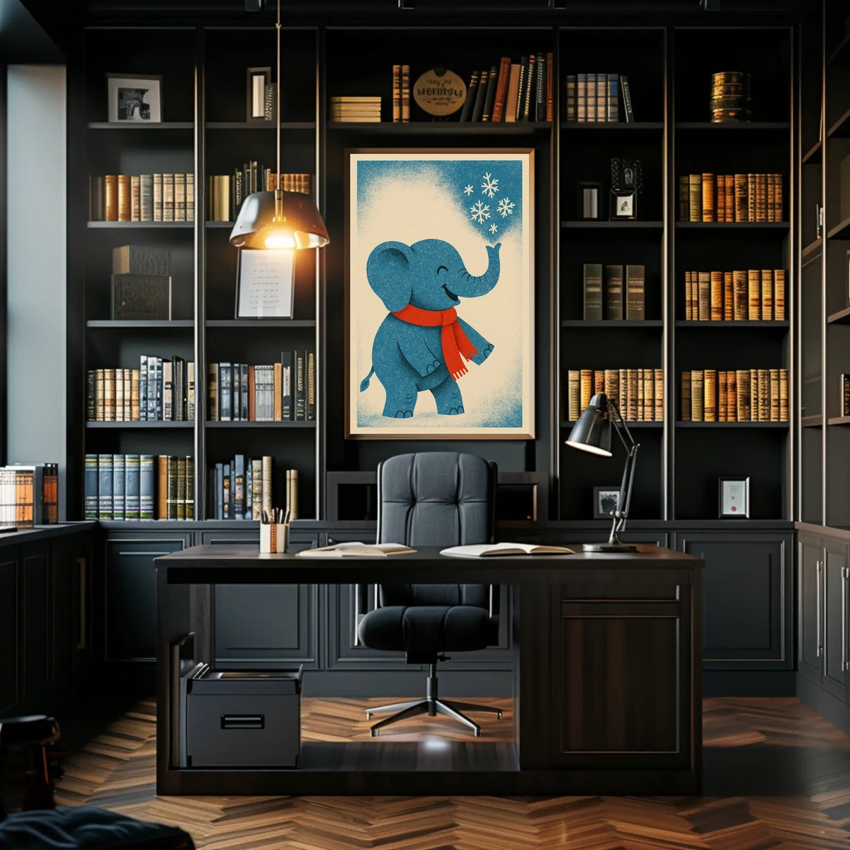 Winter Elephant Delight Poster