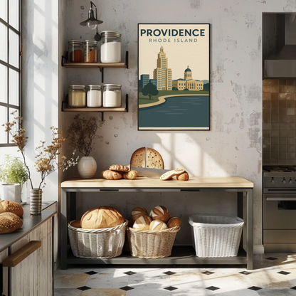 Providence Rhode Island Vintage Skyline Travel Poster