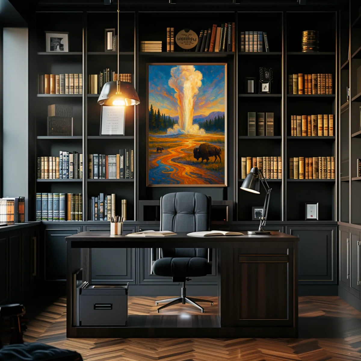 Nature's Grandeur Landscape Geyser Bison Poster