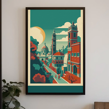 Historic European Architecture Courtyard Walk Vintage Travel Poster