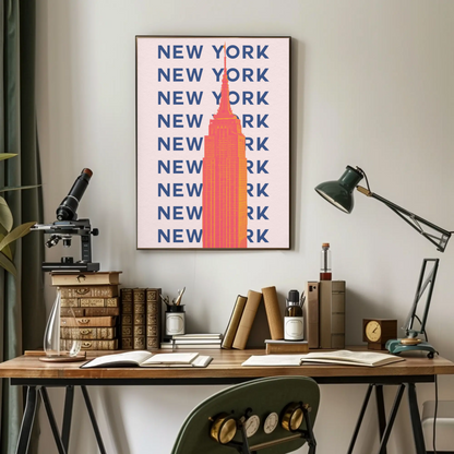 New York Empire State Poster Retro Travel Poster