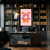 Stylized Butterflies on Pink: Abstract or Artistic Poster PosterGoat