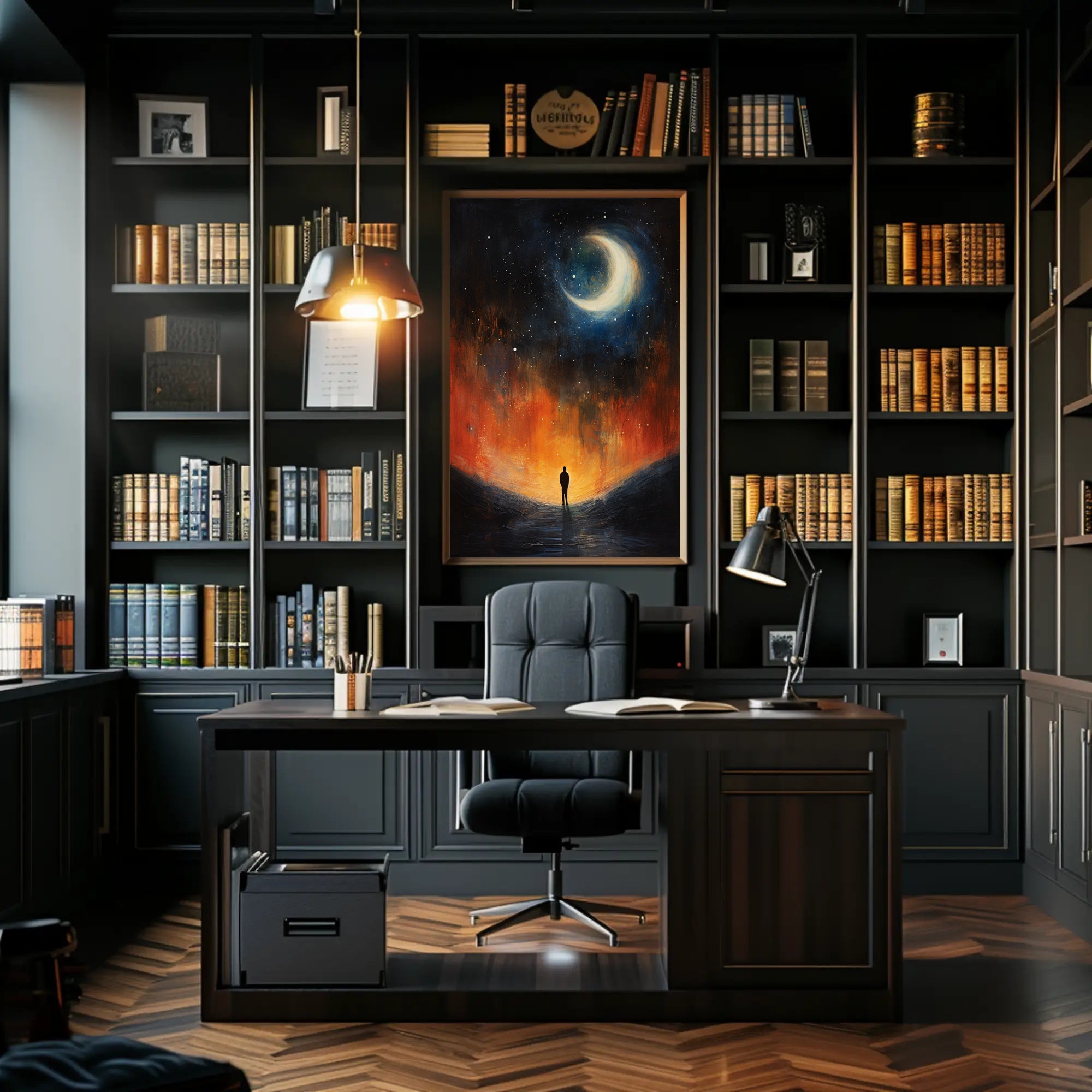 Solitary Reflection Under The Crescent Poster