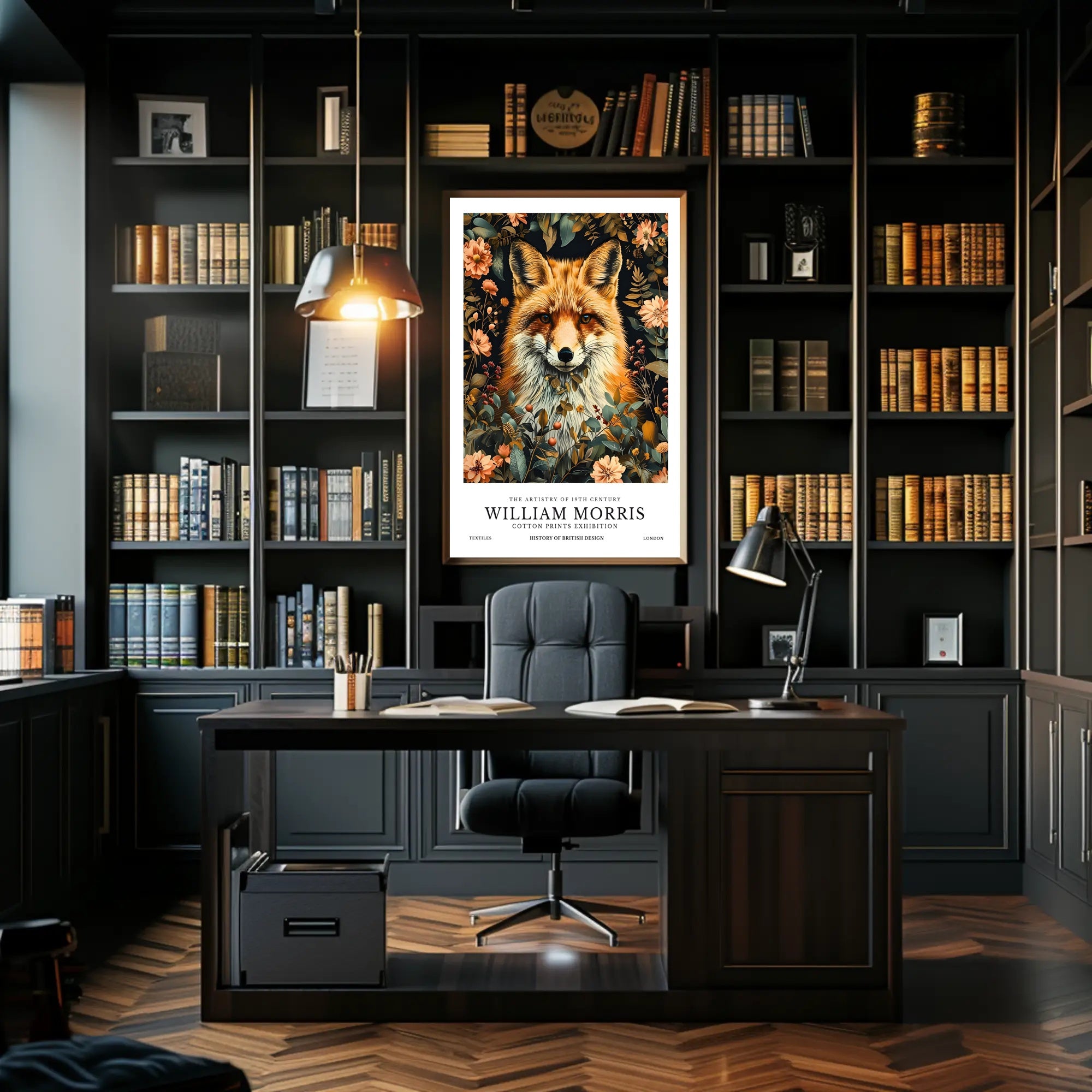 Fox in Floral Elegance: Artistic Poster