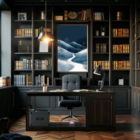 Winter Night Serenity: Minimalist Landscape Art Poster